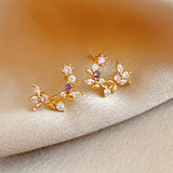 Daiiibabyyy  Korean Exquisite Flower Butterfly Earrings for Women Bling Cubic Zirconia Stud Earring Girl Wedding Party Sweet Jewelry Gifts