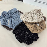 DAIIIBABYYY  -  Autumn Winter New Style Corduroy Floral Scrunchies Oversized Velvet Black Hair Ties Ropes Women Young Girls Elegant Hair Bands