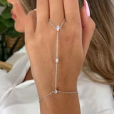 Daiiibabyyy  Bohemian Shiny Rhombus Crystal Bracelet for Women Girls Simple Thin Heart Flower Butterfly Chain Finger Bracelets Jewelry Gifts