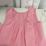 DAIIIBABYYY  -  Women Girlish Feeling Pink Sling Vest Yellow A-word Half Length Skirt Summer Fashion New Dopamine Contrasting Colors Suit