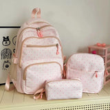 Daiiibabyyy  Nylon Polka Dot Backpack Set Stationery Storage Multi Compartment Girls Backpack Set Zipper Closure Student Backpack Girls Gifts