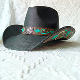 Daiiibabyyy  Summer cowboy straw hat for woman hand-woven hollow design imitation jade sapphire hat summer sun hat for man2022