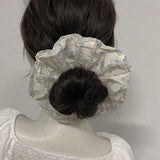 Daiiibabyyy  Gentle and cool blue small flower large intestine scrunchie retro fresh small floral women's hair accessories