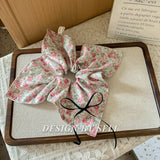 DAIIIBABYYY  -  French Fashion Plaid floralScrunchies for Hair  bow ribbon French girlish ponytail tie hair accessory versatile Hair ties