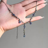 DAIIIBABYYY  -  New Summer Blue Plum Blossom Necklace, French Retro Style Design, Collarbone Chain Jewelry for Women Gift Chains Gothic