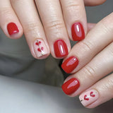24Pcs Short Nude Square Fake Nail Colorful French Simple Flower Design Press on False Nails Detachable Full Cover Nails Tips Art