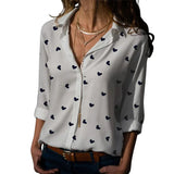 DAIIIBABYYY  -  Women Blouses&Shirts Heart Print Tops New Fashion Long Sleeves Buttoned Loose Casual Female Clothing Office Commute