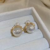 Daiiibabyyy  Luxury Double sided White Crystal Crown Stud Earrings Women High Fashion Two Wear Earrings Niche Jewelry Gifts