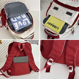 Daiiibabyyy  New Design Nylon School Bag Red Color Large Capacity Backpack Multifunctional Shoulder Bag