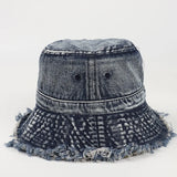 Daiiibabyyy Denim Material Flat Top Burrs Women Shade Fisherman'S Hat Outdoor Sun Protection Spring Autumn Basin Cap Fishing Hat