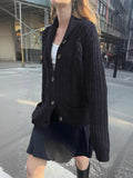 Daiiibabyyy  New Autumn/Winter Fashion Casual Long Sleeve V-neck Knitting Solid Color Loose Fit Single Breasted Sweater,4 Colors