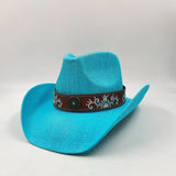 Daiiibabyyy  Summer cowboy straw hat for woman hand-woven hollow design imitation jade sapphire hat summer sun hat for man2022