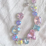 Daiiibabyyy  New Colorful Crystal Bracelet Candy Zircon Design Shiny Sweet High-End Popular Adjustable Bracelet Women's Delicate Jewelry