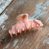 Daiiibabyyy  Large Pink Marble Acrylic Hair Claw Clip for Women Strong Hold Matte Pastel Butterfly Clamp Vintage French Barrettes for Girls