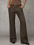 Daiiibabyyy  Spring Women's Clothing High Waist Wide Leg Pants For Woman Flowy Slimming Casual Trousers Polyester Full Length Elegant