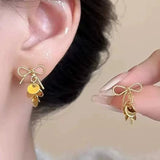 Daiiibabyyy  Bow Sequins Dangle Earrings for Women Girl Exquisite Tassel Stud Earrings Simple Vintage Sweet Cute Versatile Jewelry Gift 2025