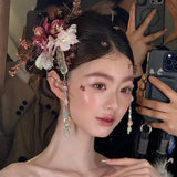Daiiibabyyy  New fabric Flower Hair New Chinese Headdress set Bridal High Sense Hair Accessories