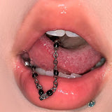 Daiiibabyyy  Goth Jewelry Skull Star Tongue Ring Sexy Accessories Chain Beads Tongue Nails Body Piercing Accessories Punk Glamor Aesthetic