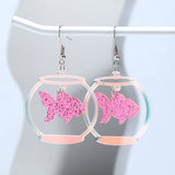 Daiiibabyyy  Cute Glitter Acrylic Fish Tank Dangle Earrings for Women Colorful Marine Animals Drop Earring Summer Beach Jewelry Accessory