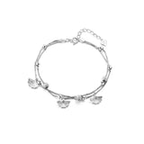 Daiiibabyyy 925 Stamp Silver Color Bracelet for Women Girl Gift Double Layer Lucy Ginkgo Leaves Beads Autumn Jewelry Dropshipping