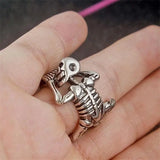 Daiiibabyyy  Men Women Vintage Thai Silver Skull Skeleton Finger Rings Punk Gothic Fashion New Jewelry Couple Gift Party Rock anillos mujer