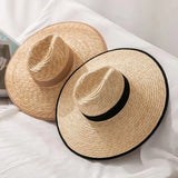 DAIIIBABYYY  -  Belt Strap Straw Sun Hat For Women Fashion Vacation Beach UV Hats Summer Wide Brim Travel Panama Hats Outdoor Wholesale