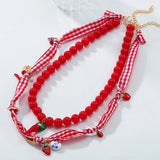 DAIIIBABYYY  -  Fashion Sweet Multi-layer Retro Beaded Necklace Pepper Carrot Strawberry Apple Handmade Choker Necklace