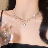 DAIIIBABYYY  -  New Colored Crystal Butterfly Pendant Necklaces Romantic Zircon Clavicle Chain Chokers Exquisite Mode Female Y2K Jewelry Gifts