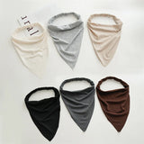 Daiiibabyyy  New Fashion Bohemian Solid Color Hair Scrafs Turban Headband Sweet Cotton Headscarf Triangle Bandanas For Women Hair Accessories