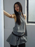 DAIIIBABYYY  -  Striped Halter Tops Streetwear Sleeveless Tshirts Backless Tank Tops Women Clothes Korean Fashion Summer Tops Camisole