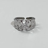 Daiiibabyyy  Harajuku Y2K Shiny Star Cross Crystal Rings for Women Unisex Couple Engagement Ring Party Creative Jewelry