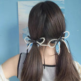 Daiiibabyyy  Women's Hair Clips Korean Version Kawaii Hair Tie Hair Accessories Set Pearl Bow Hair Clip Girl Half Tie Hair Clip Sweet Style