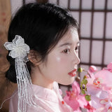 Daiiibabyyy  New bridal headgear handmade beaded headband French retro flower fringed hairpin personalized versatile  accessories