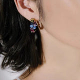 Daiiibabyyy  Luxury Retro Black Gun Color Crystal Zircon Hoop Earrings for Women Fashion Jewelry Halloween Party Exquisite Accessories