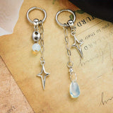 Daiiibabyyy  Punk Asymmetric Cross Zircon Tassel Pendant Metal Earrings for Women Goth Harajuku Vintage Y2K Grunge Jewelry Accessories