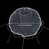 Daiiibabyyy  Vintage Pearls Beads Brides Veil Tassels White Wedding Veils Tulle Short Bride Head Gauze Headdress