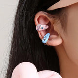Daiiibabyyy  1Pcs Colorful Zircon Drop Glaze Ear Cuff for Women Korean Sweet Cute Non-Piercing Ear Wrap Ear Clip Y2K Jewelry Gifts