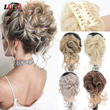 Daiiibabyyy  Synthetic Chignon Messy Curly Claw Hair Bun Scrunchy Fake False Hair Band Tail for Women Hairpieces Blonde Black Brown