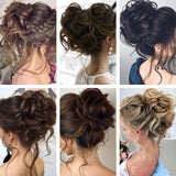 Daiiibabyyy  Synthetic Chignon Messy Curly Claw Hair Bun Scrunchy Fake False Hair Band Tail for Women Hairpieces Blonde Black Brown