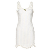 Elegant White Sleeveless Suspender Frilly Girlish Style Mini Dress Romantic Twill Neckline Wrap Hip Skirt Women's Holiday Outfit