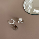 HUANZHI 2022 Pearl Ear Cuff Earring Magnetic buckle Geometric Metal Bone Clip Without Pierced Ears for Women Girls Jewelry