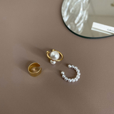HUANZHI 2022 Pearl Ear Cuff Earring Magnetic buckle Geometric Metal Bone Clip Without Pierced Ears for Women Girls Jewelry