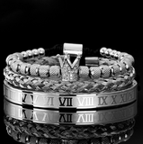 Luxury Micro Pave CZ Crown Roman Royal Charm Men Bracelets Stainless Steel Crystals Bangles Couple Handmade Jewelry Gift daiiibabyyy