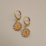 Daiiibabyyy Delicacy Gold Daisy Sunflower Hoop Earring Endless Hoops Dangle Simple Everyday Holiday Gift for Her Bridesmaid Women Jewelry