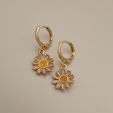 Delicacy Gold Daisy Sunflower Hoop Earring Endless Hoops Dangle Simple Everyday Holiday Gift for Her Bridesmaid Women Jewelry