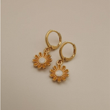 Delicacy Gold Daisy Sunflower Hoop Earring Endless Hoops Dangle Simple Everyday Holiday Gift for Her Bridesmaid Women Jewelry