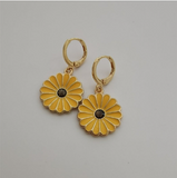 Delicacy Gold Daisy Sunflower Hoop Earring Endless Hoops Dangle Simple Everyday Holiday Gift for Her Bridesmaid Women Jewelry