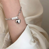 Daiiibabyyy Delysia King  Fashionable Love Heart Bracelet Simple Letter Bracelet Retro Jewelry
