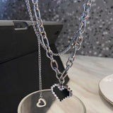 2022 New Senior Fashion Women Pendant Necklaces Joker Fine Double Link Chain Metal Heart Party Necklace Jewelry daiiibabyyy