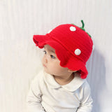 Daiiibabyyy 1-2 Years Old Children's Baby Girl Hat Autumn and Winter Children's Fisherman Hat Baby Strawberry Fruit Hat Cute Knitted Hat daiiibabyyy